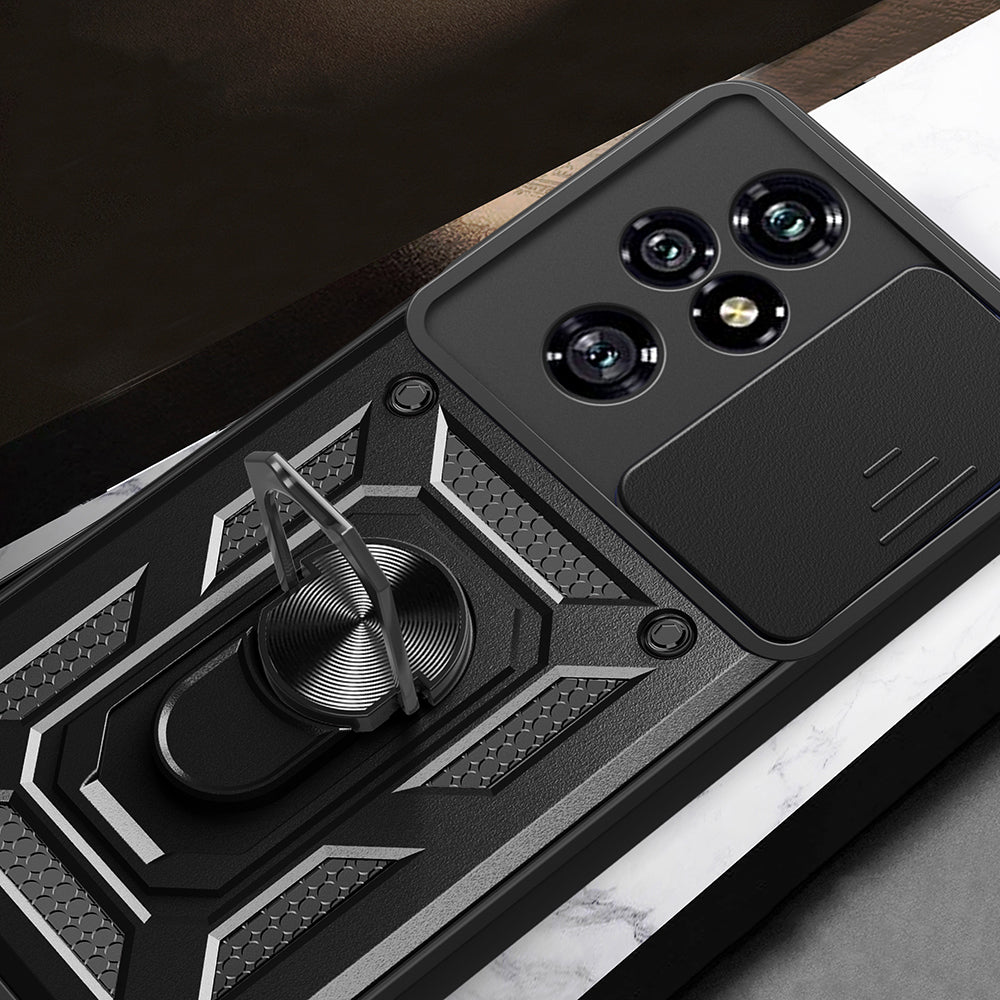 Honor 200 Pro Kılıf Magnetik Standlı Kamera Korumalı Zore Sürgülü Vega Kapak Siyah