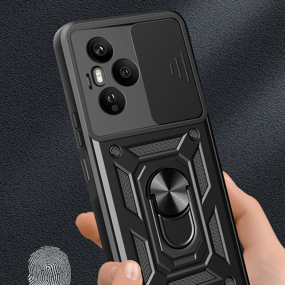 Honor 400 Pro Kılıf Magnetik Standlı Kamera Korumalı Zore Sürgülü Vega Kapak Siyah