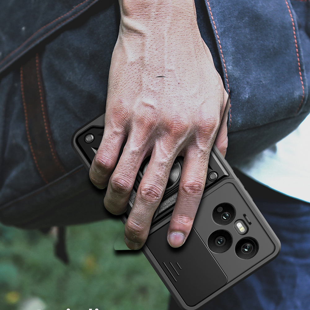 Honor 400 Pro Kılıf Magnetik Standlı Kamera Korumalı Zore Sürgülü Vega Kapak Siyah