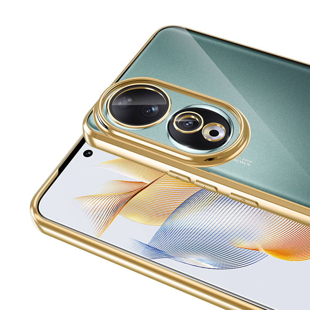 Honor 90 Kılıf Kamera Korumalı Logo Gösteren Zore Omega Kapak Rose Gold