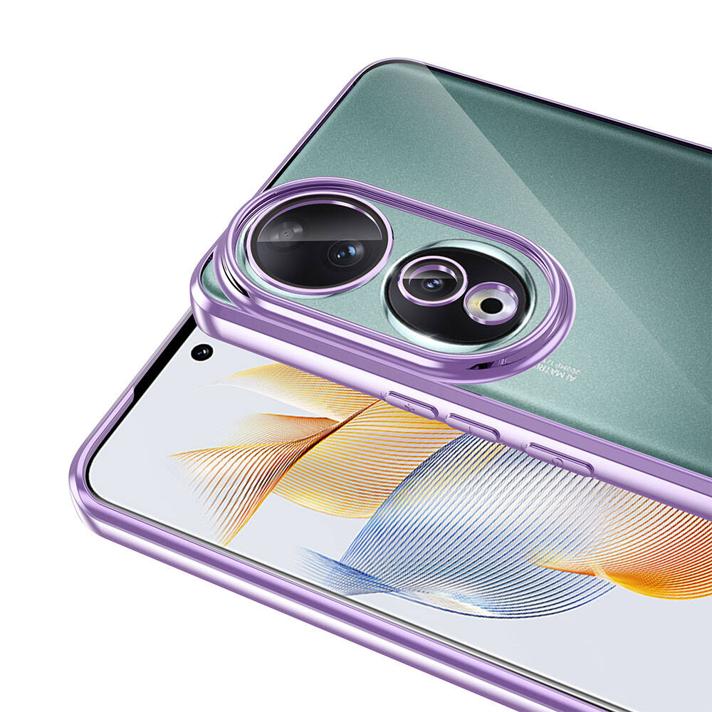 Honor 90 Kılıf Kamera Korumalı Logo Gösteren Zore Omega Kapak Rose Gold
