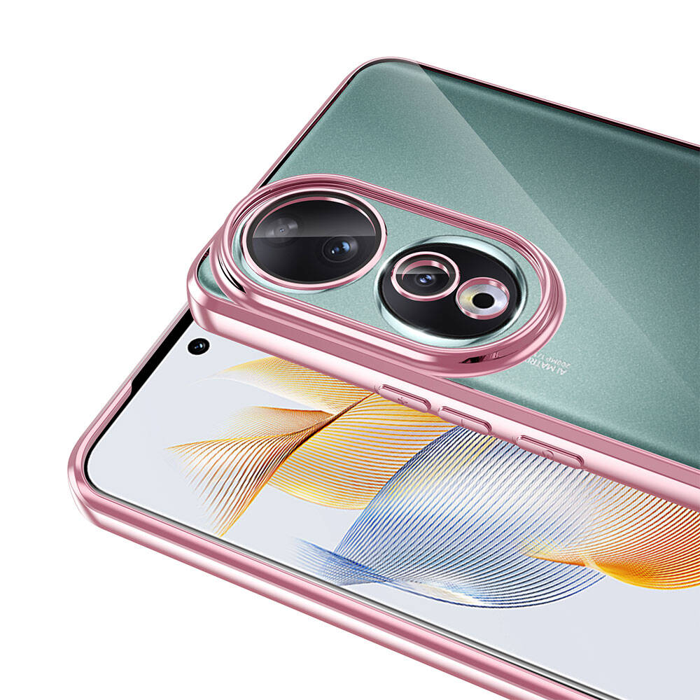 Honor 90 Kılıf Kamera Korumalı Logo Gösteren Zore Omega Kapak Rose Gold