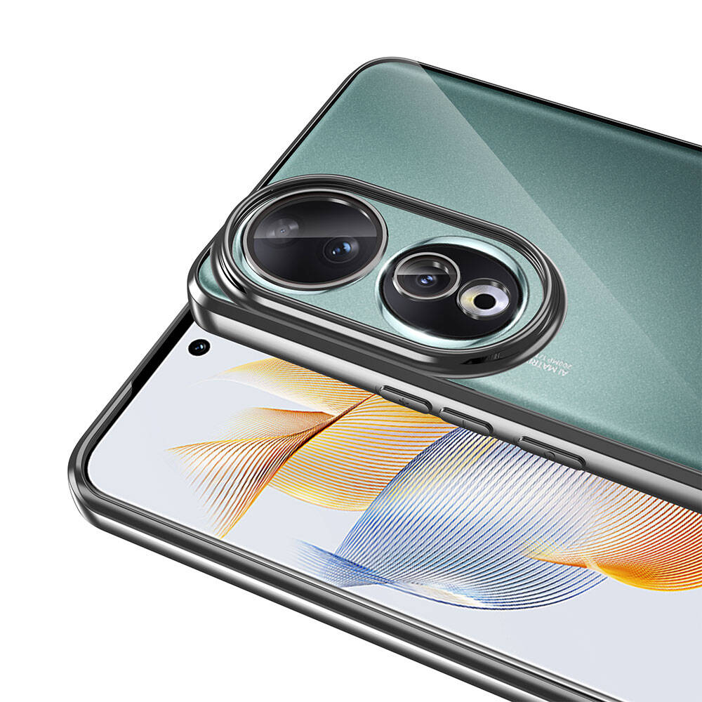 Honor 90 Kılıf Kamera Korumalı Logo Gösteren Zore Omega Kapak Siyah