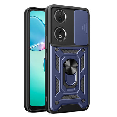 Honor 90 Kılıf Magnetik Standlı Kamera Korumalı Zore Sürgülü Vega Kapak Mavi