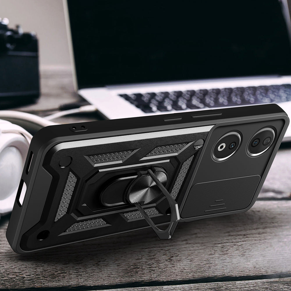 Honor 90 Kılıf Magnetik Standlı Kamera Korumalı Zore Sürgülü Vega Kapak Siyah