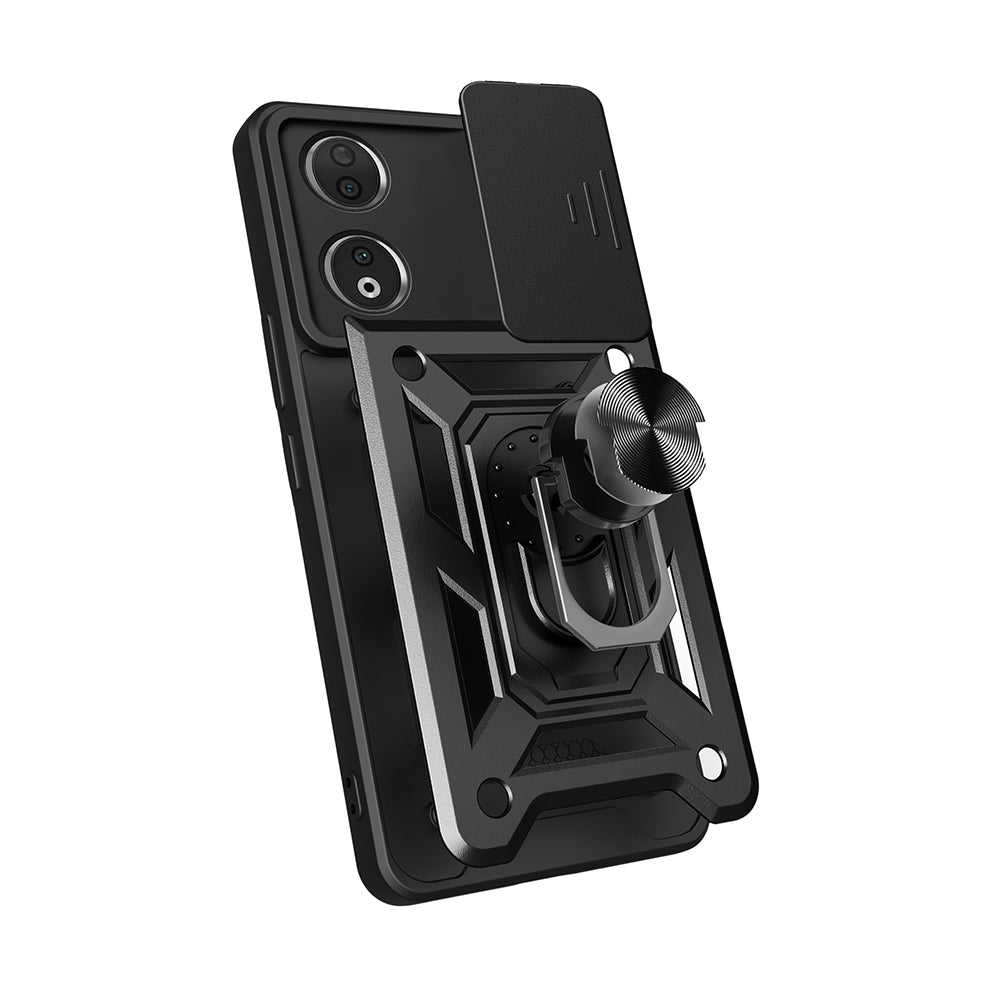 Honor 90 Kılıf Magnetik Standlı Kamera Korumalı Zore Sürgülü Vega Kapak Siyah