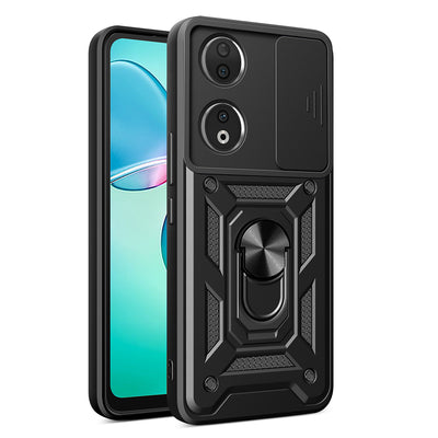 Honor 90 Kılıf Magnetik Standlı Kamera Korumalı Zore Sürgülü Vega Kapak Siyah