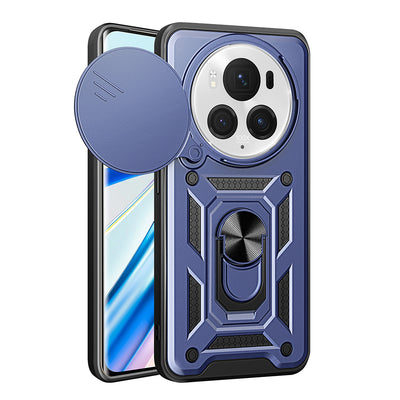 Honor Magic 6 Pro Kılıf Magnetik Standlı Kamera Korumalı Zore Sürgülü Vega Kapak Siyah