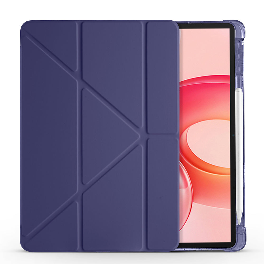 Honor Pad 10 12.1 Kılıf Zore Tri Folding Kalem Bölmeli Standlı Kılıf Lacivert