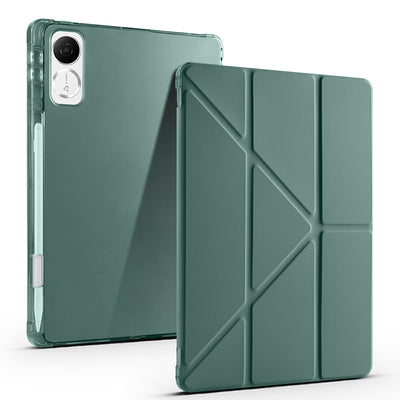 Honor Pad V9 Kılıf Zore Tri Folding Kalem Bölmeli Standlı Kılıf Koyu Yeşil