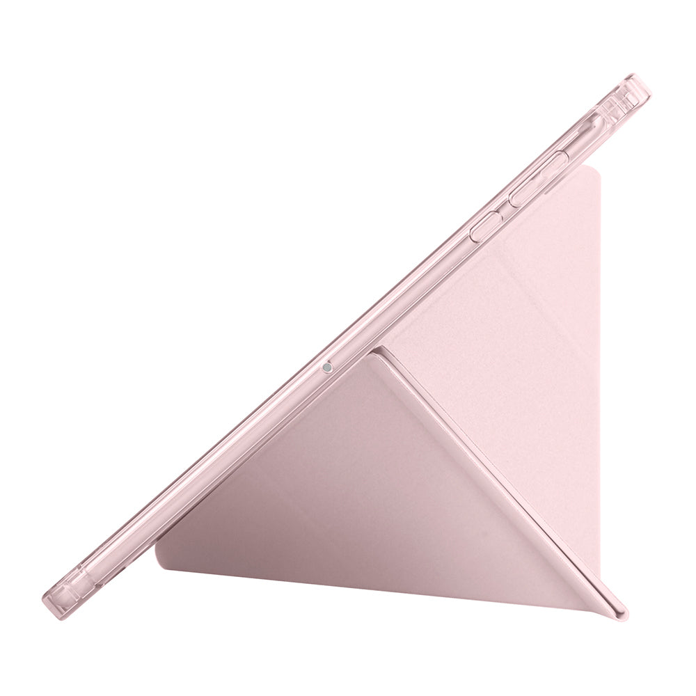 Honor Pad X8A Kılıf Zore Tri Folding Kalem Bölmeli Standlı Kılıf Rose Gold