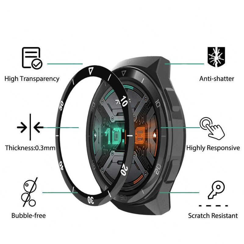 Huawei GT 2E 46mm Sport PMMA Pet Saat Ekran Koruyucu Siyah