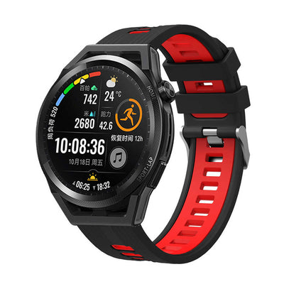 Huawei GT2 42mm KRD-55 Silikon Kordon Siyah-Kırmızı