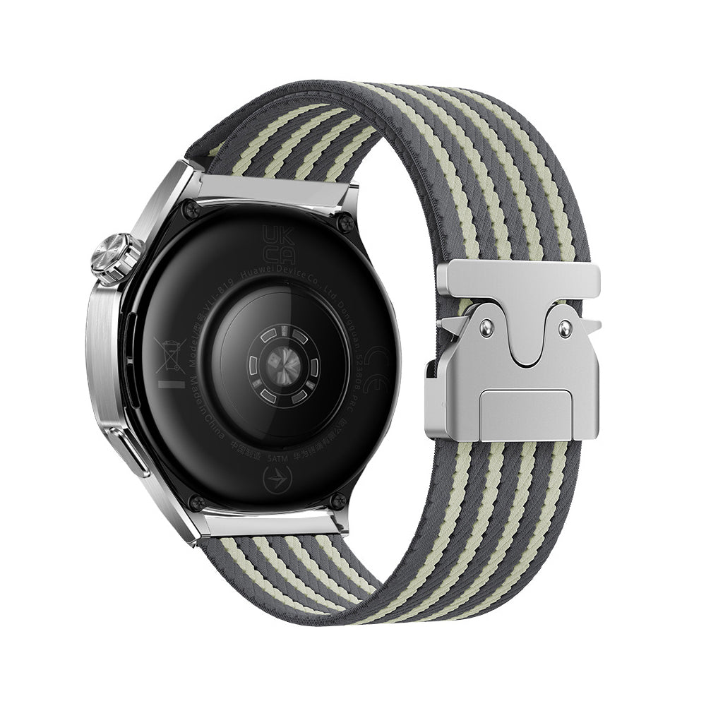 Huawei GT2 46mm Zore KRD-133 22mm Naylon Kumaş Hasır Örgülü Kordon Gri