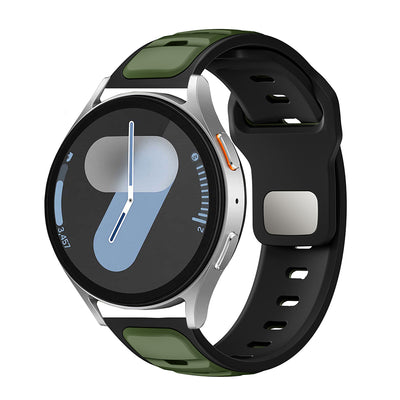 Huawei GT2 46mm Zore KRD-135 22mm Silikon Kordon Strap Kayış Koyu Yeşil-Siyah