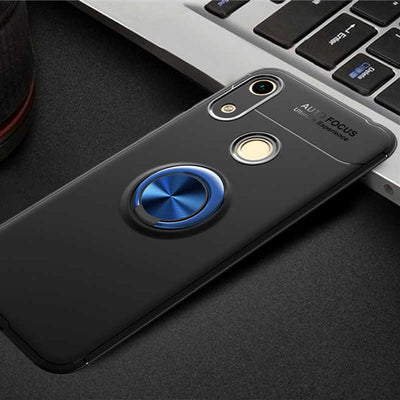 Huawei Honor 8A Kılıf Zore Ravel Silikon Kapak Siyah-Mavi