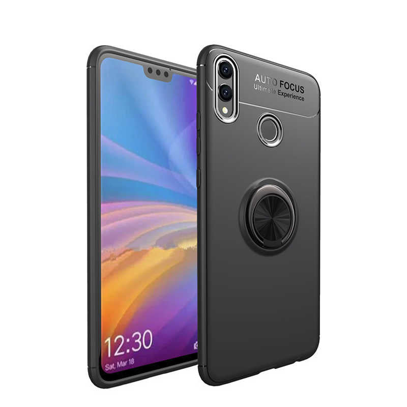 Huawei Honor 8C Kılıf Zore Ravel Silikon Kapak Siyah-Mavi