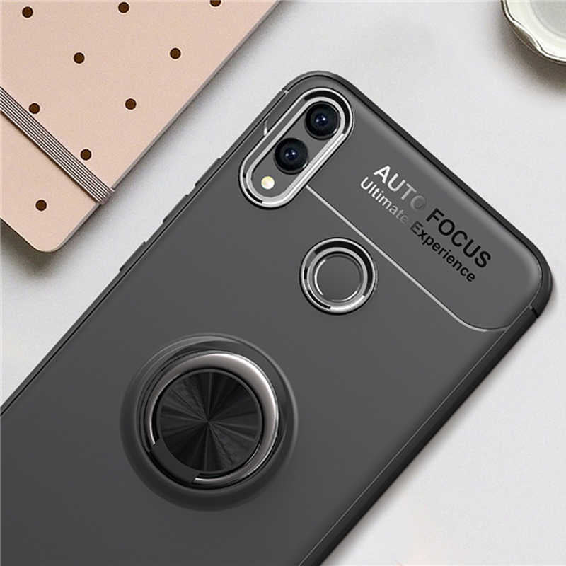 Huawei Honor 8C Kılıf Zore Ravel Silikon Kapak Siyah-Mavi