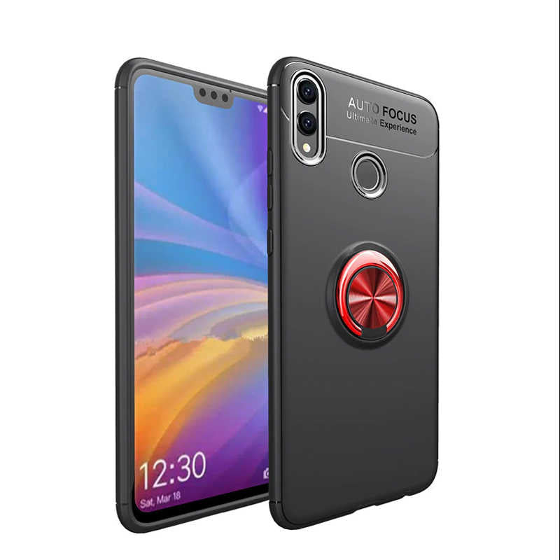 Huawei Honor 8C Kılıf Zore Ravel Silikon Kapak Siyah-Mavi