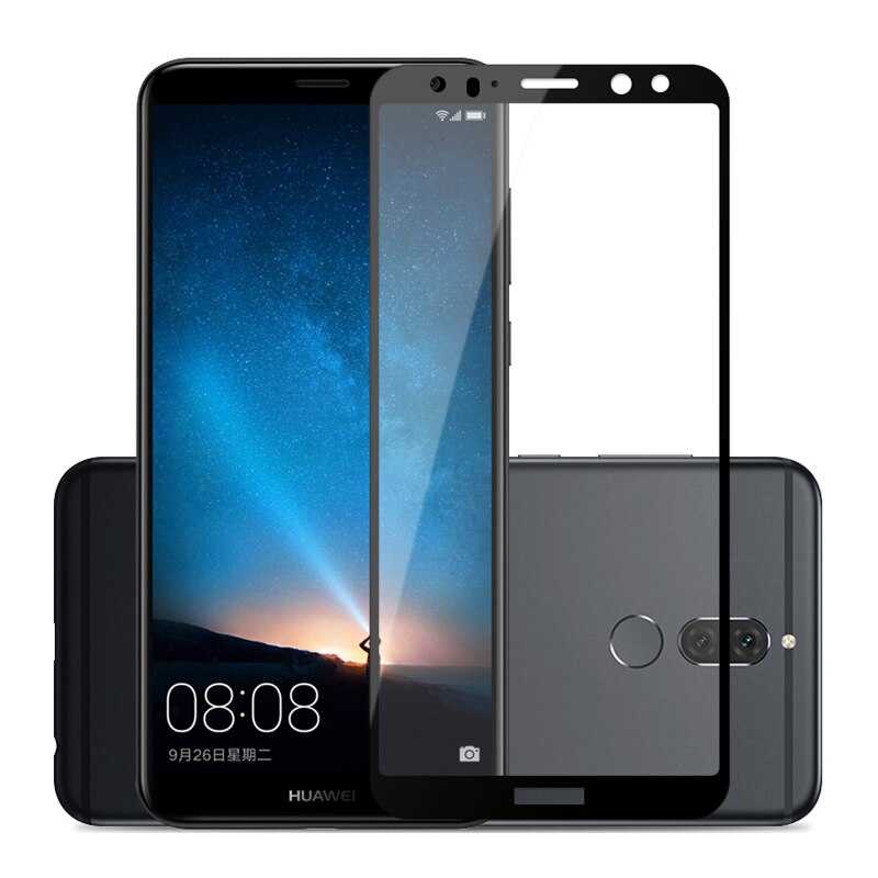 Huawei Mate 10 Lite Zore Kenarları Kırılmaya Dayanıklı Cam Ekran Koruyucu Siyah