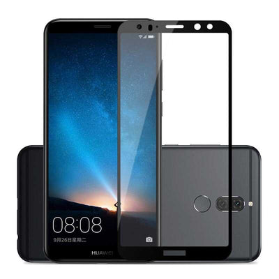 Huawei Mate 10 Lite Zore Kenarları Kırılmaya Dayanıklı Cam Ekran Koruyucu Siyah