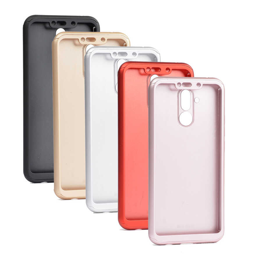 Huawei Mate 20 Lite Kılıf Zore 360 3 Parçalı Rubber Kapak Gold