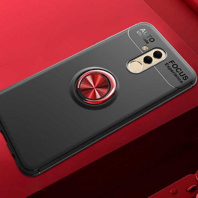 Huawei Mate 20 Lite Kılıf Zore Ravel Silikon Kapak Siyah-Kırmızı
