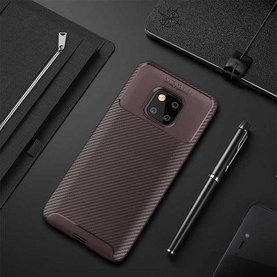 Huawei Mate 20 Pro Kılıf Zore Negro Silikon Kapak Kahverengi