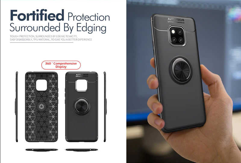Huawei Mate 20 Pro Kılıf Zore Ravel Silikon Kapak Siyah-Rose Gold