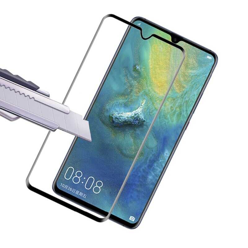 Huawei Mate 20 Zore Kenarları Kırılmaya Dayanıklı Cam Ekran Koruyucu Siyah