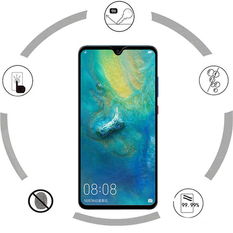 Huawei Mate 20 Zore Kenarları Kırılmaya Dayanıklı Cam Ekran Koruyucu Siyah