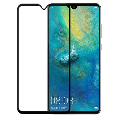 Huawei Mate 20 Zore Kenarları Kırılmaya Dayanıklı Cam Ekran Koruyucu Siyah