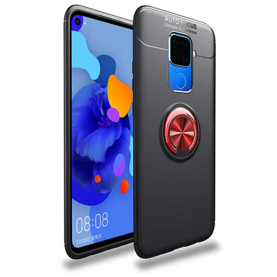 Huawei Mate 30 Lite Kılıf Zore Ravel Silikon Kapak Siyah-Kırmızı