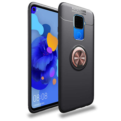 Huawei Mate 30 Lite Kılıf Zore Ravel Silikon Kapak Siyah-Rose Gold