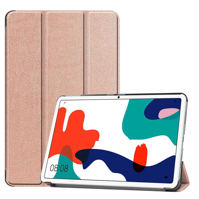Huawei MatePad 10.4 Zore Smart Cover Standlı 1-1 Kılıf Rose Gold