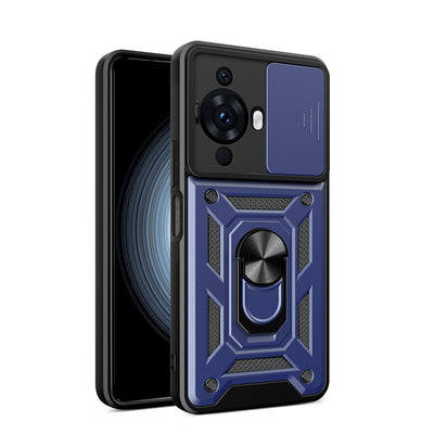 Huawei Nova 12S Kılıf Magnetik Standlı Kamera Korumalı Zore Sürgülü Vega Kapak Siyah
