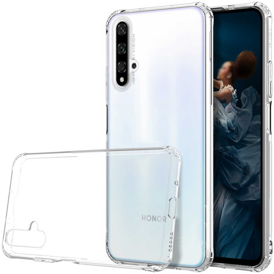 Huawei Nova 5T Kılıf Zore Nitro Anti Shock Silikon Renksiz