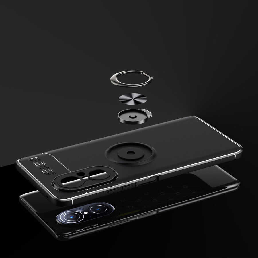 Huawei Nova 9 SE Kılıf Zore Ravel Silikon Kapak Siyah-Kırmızı