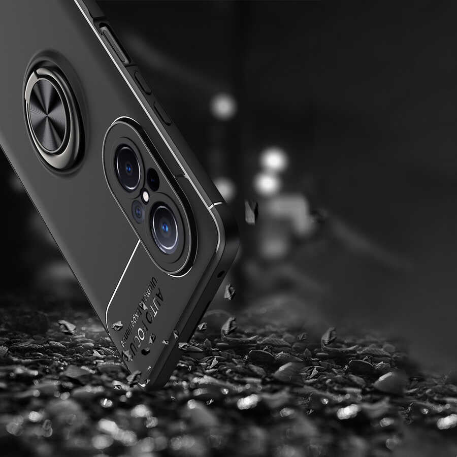 Huawei Nova 9 SE Kılıf Zore Ravel Silikon Kapak Siyah-Kırmızı