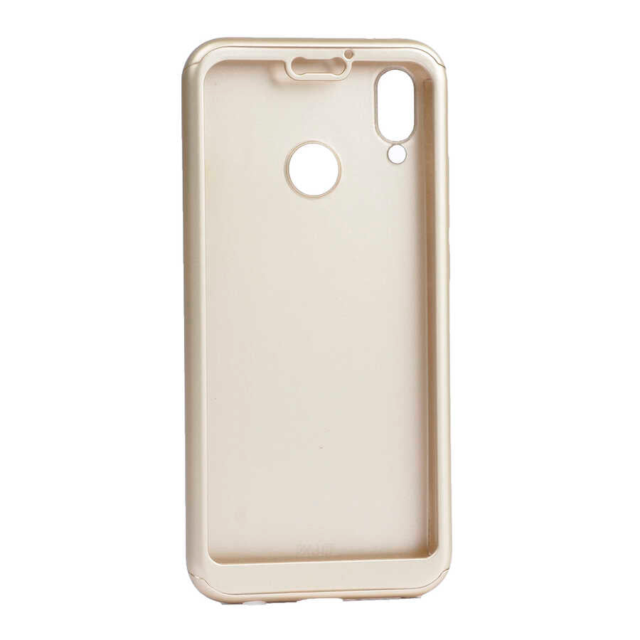 Huawei P Smart 2019 Kılıf Zore 360 3 Parçalı Rubber Kapak Gold