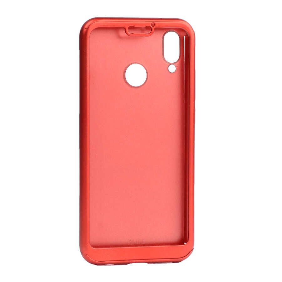 Huawei P Smart 2019 Kılıf Zore 360 3 Parçalı Rubber Kapak Kırmızı