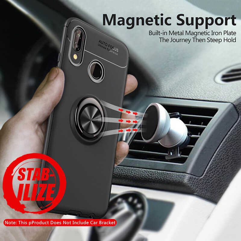 Huawei P Smart 2019 Kılıf Zore Ravel Silikon Kapak Siyah-Kırmızı