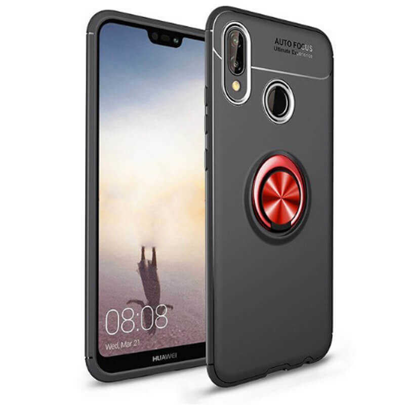 Huawei P Smart 2019 Kılıf Zore Ravel Silikon Kapak Siyah-Kırmızı
