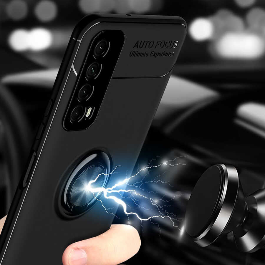 Huawei P Smart 2021 Kılıf Zore Ravel Silikon Kapak Siyah-Mavi