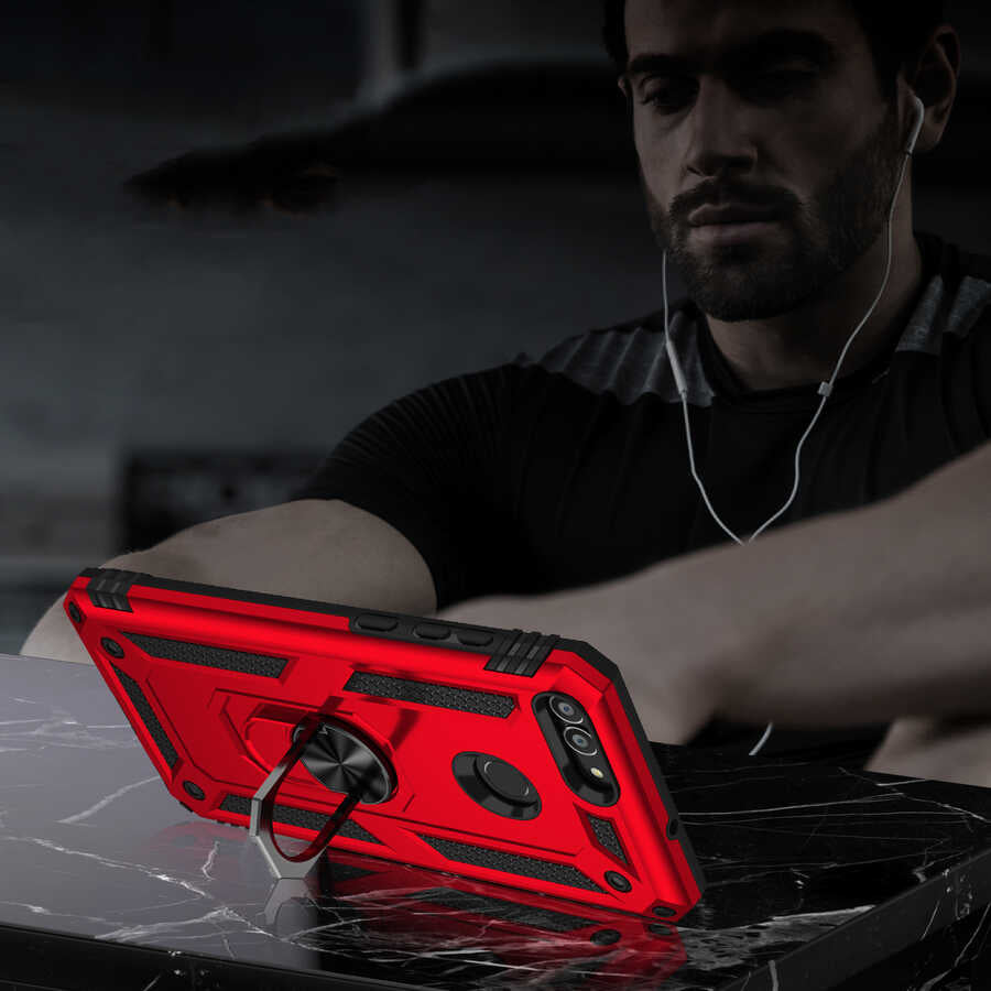 Huawei P Smart Kılıf Zore Vega Kapak Kırmızı