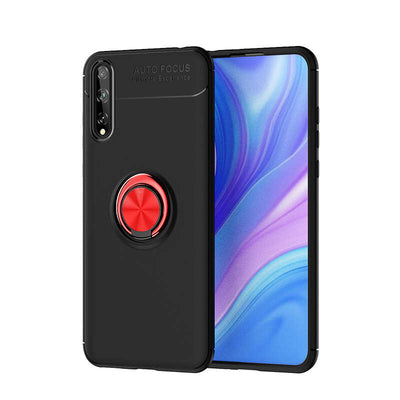 Huawei P Smart S (Y8P) Kılıf Zore Ravel Silikon Kapak Siyah-Kırmızı