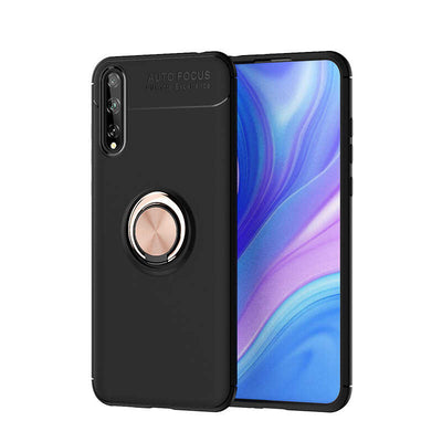 Huawei P Smart S (Y8P) Kılıf Zore Ravel Silikon Kapak Siyah-Rose Gold