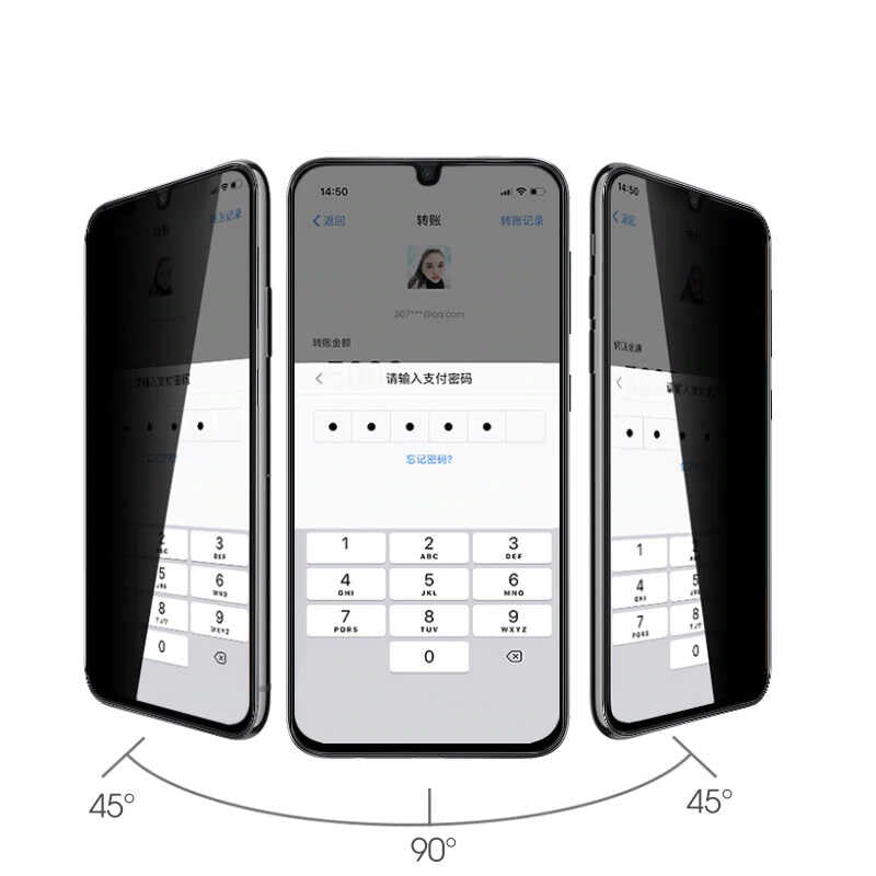 Huawei P Smart S (Y8P) Zore New 5D Privacy Temperli Ekran Koruyucu Siyah