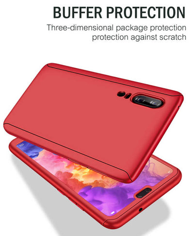Huawei P20 Lite Kılıf Zore 360 3 Parçalı Rubber Kapak Bordo