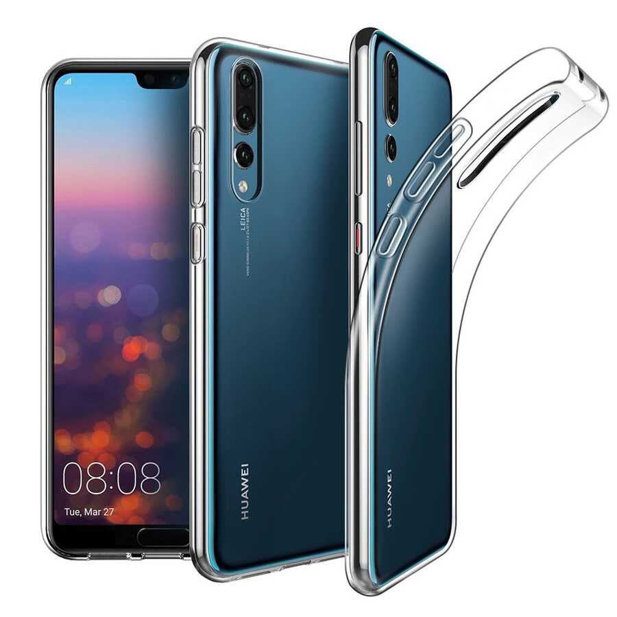 Huawei P20 Pro Kılıf Zore Süper Silikon Kapak Renksiz